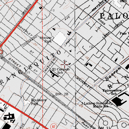 Topographic Map of Grace Lutheran Church, CA