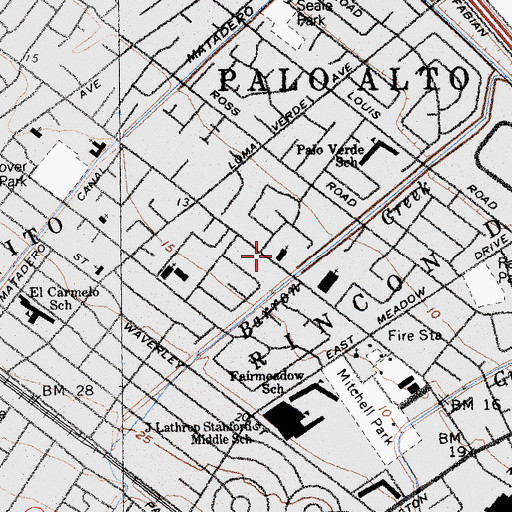 Topographic Map of Palo Alto Church of Christ, CA