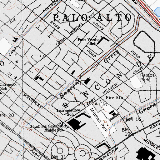 Topographic Map of Peninsula Bible Church, CA