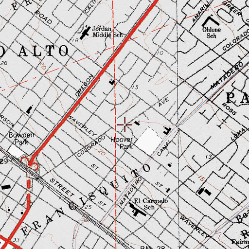 Topographic Map of Saint Marks Episcopal Church, CA