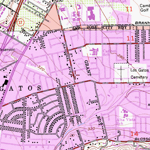 Topographic Map of Mission Oaks Hospital, CA