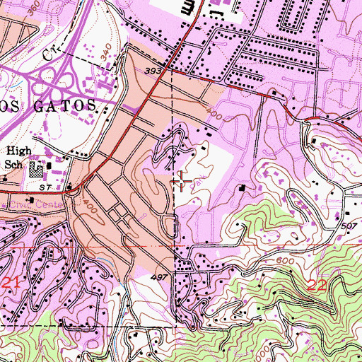 Topographic Map of Worcester Park, CA