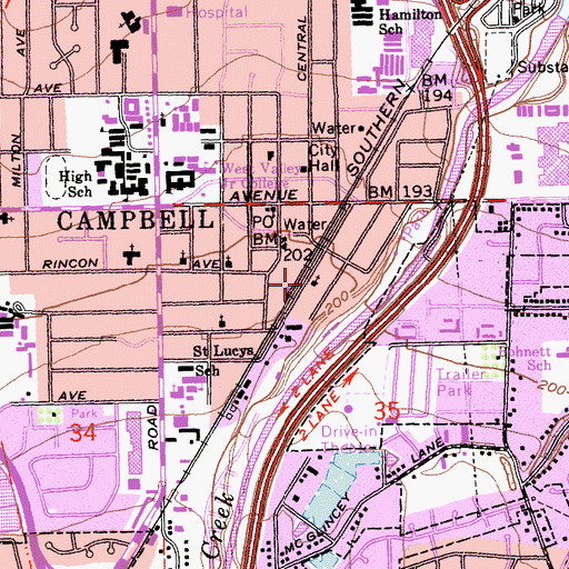 Topographic Map of Calvary Temple Pentecostal Church, CA