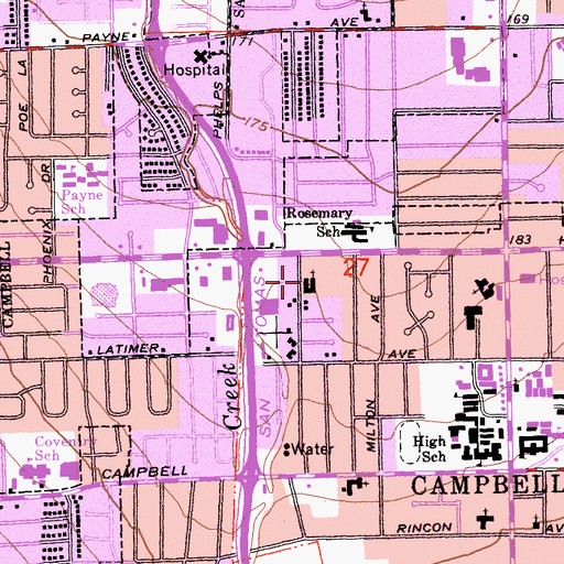 Topographic Map of First Baptist Church, CA