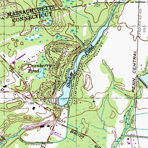 Topographic Map of Shaker Pond, CT
