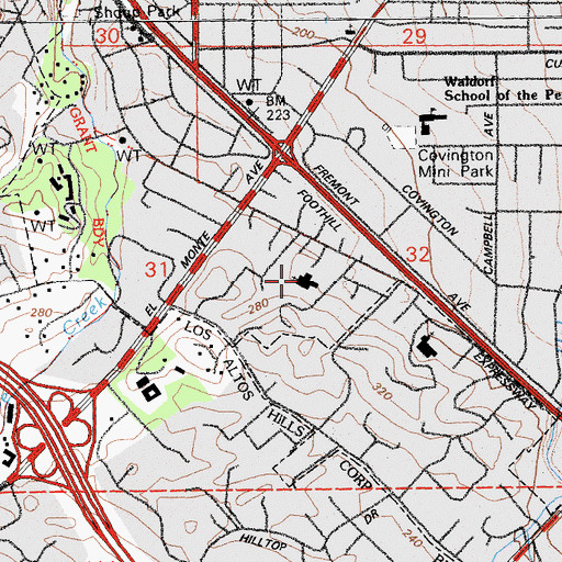 Topographic Map of Los Altos Union Presbyterian Church, CA