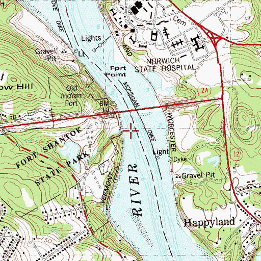 Topographic Map of Shantok Brook, CT