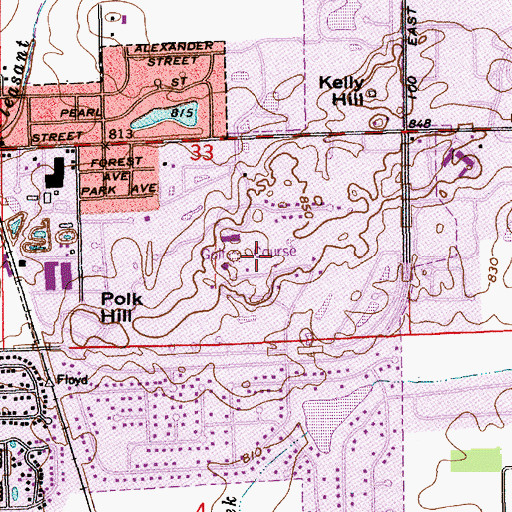 Topographic Map of Valle Vista Golf Course, IN