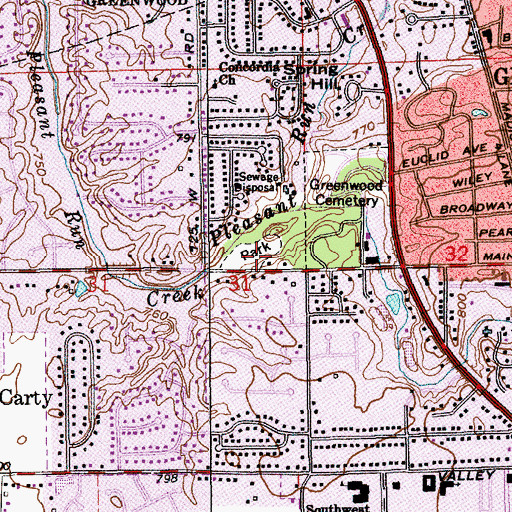 Topographic Map of Westside Park, IN