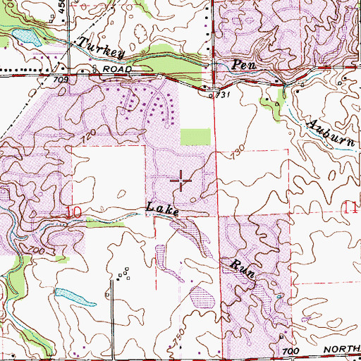 Topographic Map of Hunters Pointe, IN
