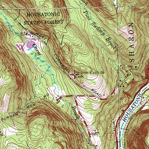 Topographic Map of Sharon Eastside Cemetery, CT