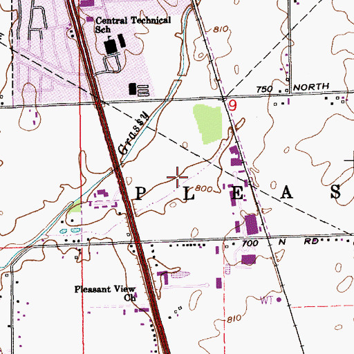 Topographic Map of Park 800 Industrial Park, IN