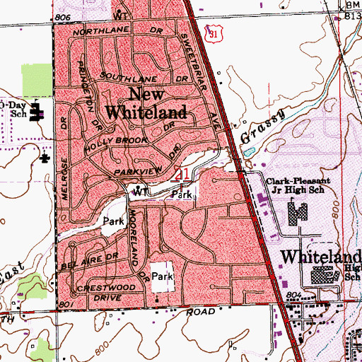 Topographic Map of East Park, IN