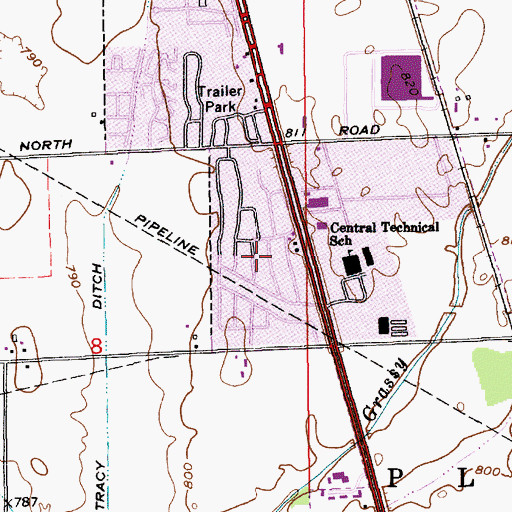 Topographic Map of Southwood Trailer Court, IN
