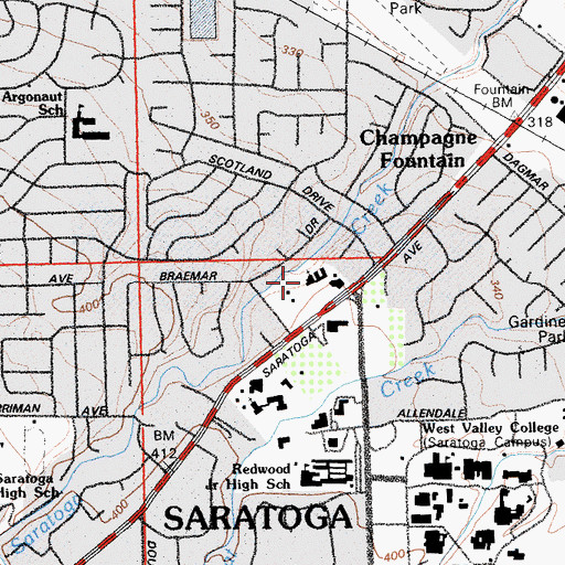 Topographic Map of Saint Andrew's Epsicopal Church, CA