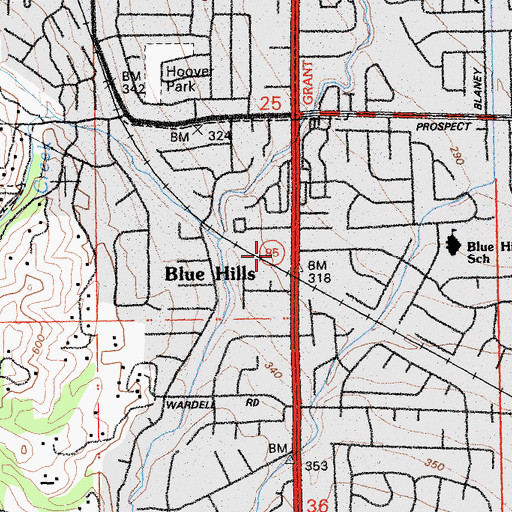 Topographic Map of Saratoga Center Shopping Center, CA