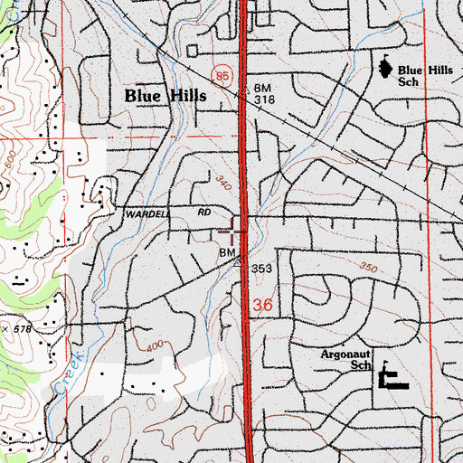 Topographic Map of Saratoga Oaks Shopping Center, CA