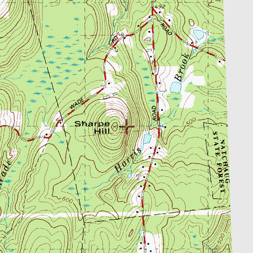 Topographic Map of Sharpe Hill, CT