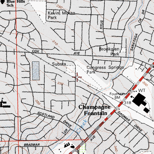 Topographic Map of Congress Springs Park, CA