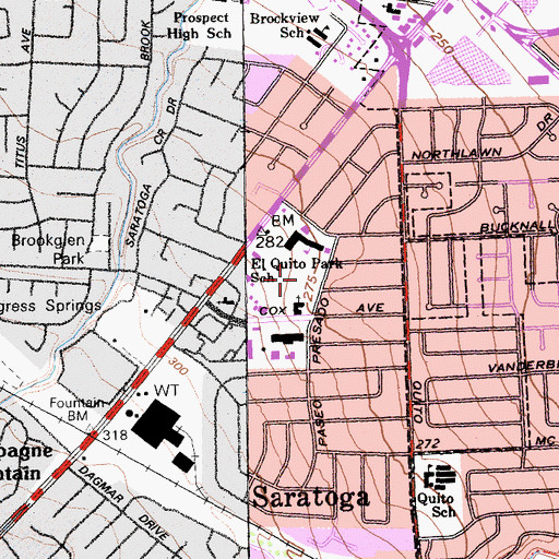 Topographic Map of El Quito Park, CA