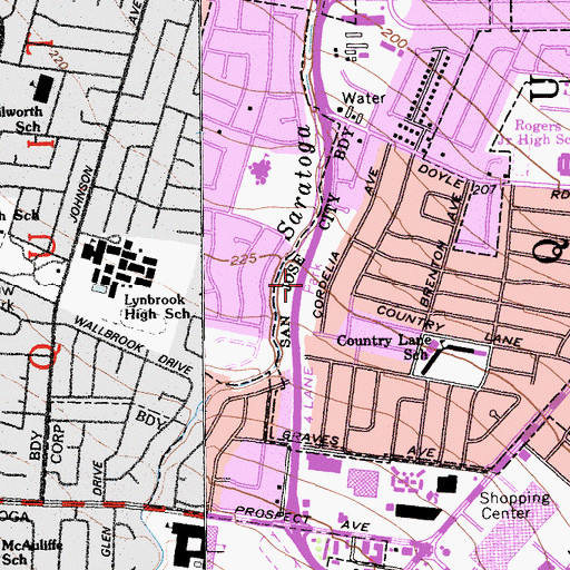 Topographic Map of Saratoga Creek Park, CA