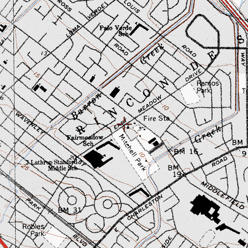 Topographic Map of Palo Alto Fire Department Station 4, CA