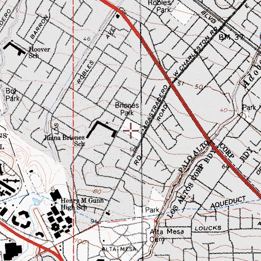 Topographic Map of Palo Alto Fire Department Station 5, CA