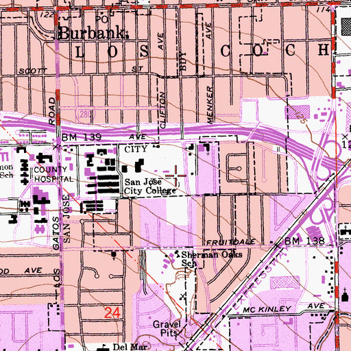 Topographic Map of San Jose Fire Department Station 4, CA
