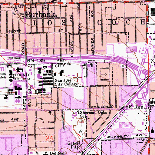 Topographic Map of San Jose Fire Department Station 4, CA