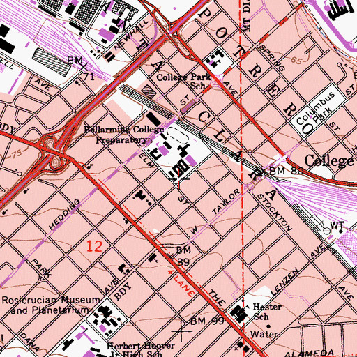 Topographic Map of San Jose Fire Department Station 7, CA