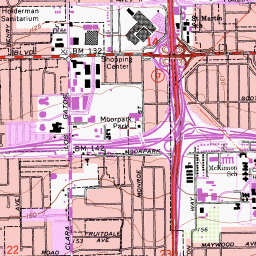 Topographic Map of San Jose Fire Department Station 10, CA