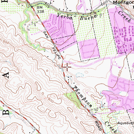 Topographic Map of San Jose Fire Department Station 11, CA