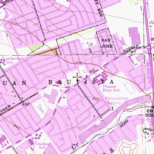 Topographic Map of San Jose Fire Department Station 17, CA