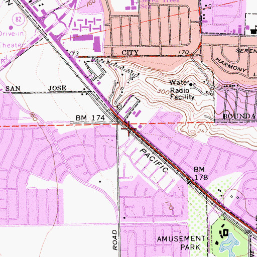 Topographic Map of San Jose Fire Department Station 18, CA