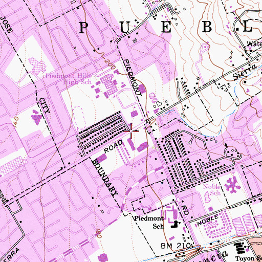 Topographic Map of San Jose Fire Station 19 Battalion 21, CA