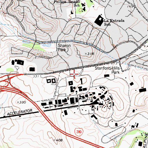 Topographic Map of Palo Alto Fire Department Station 7, CA