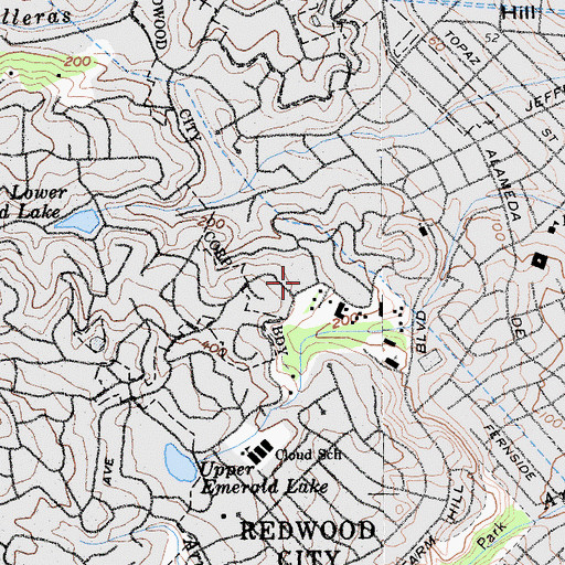 Topographic Map of Redwood City Fire Department Station 12, CA