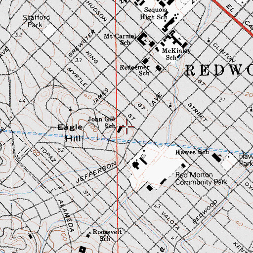 Topographic Map of Redwood City Fire Department Station 10, CA