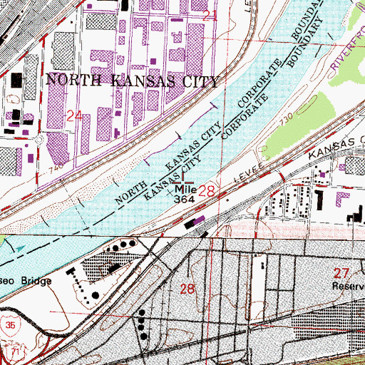 Topographic Map of Kansas City Reach, MO