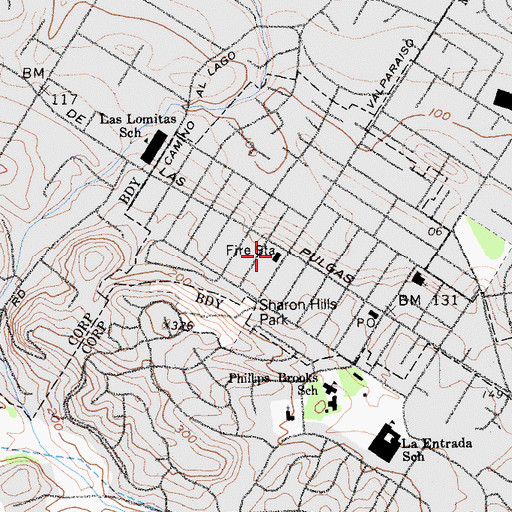 Topographic Map of Menlo Park Fire Protection District Station 4, CA