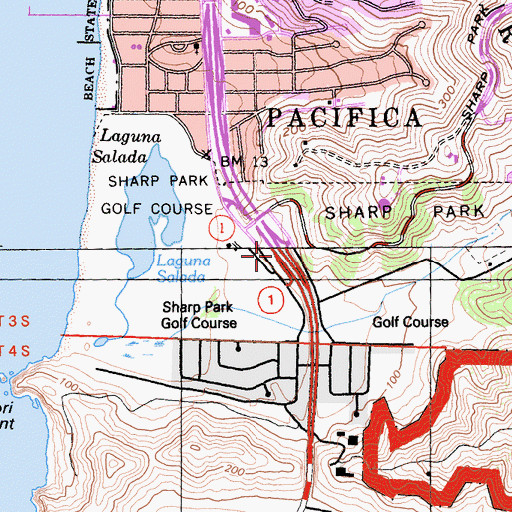 Topographic Map of Exit 505A, CA
