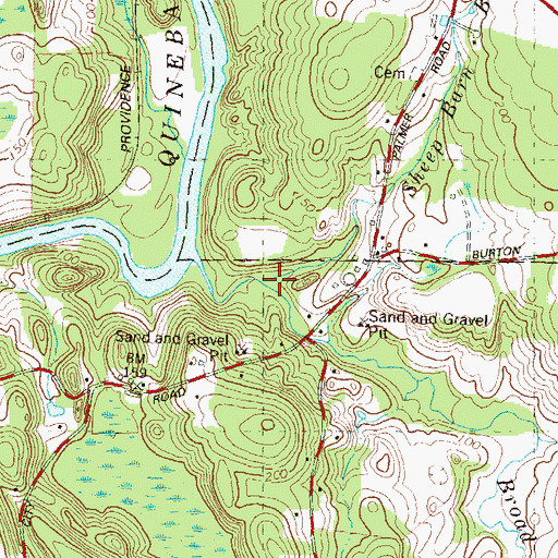 Topographic Map of Sheep Barn Brook, CT
