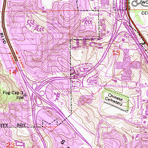 Topographic Map of Exit 509A, CA