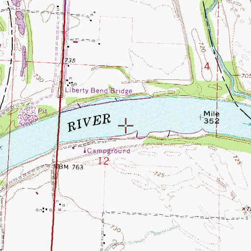 Topographic Map of Liberty Bend, MO