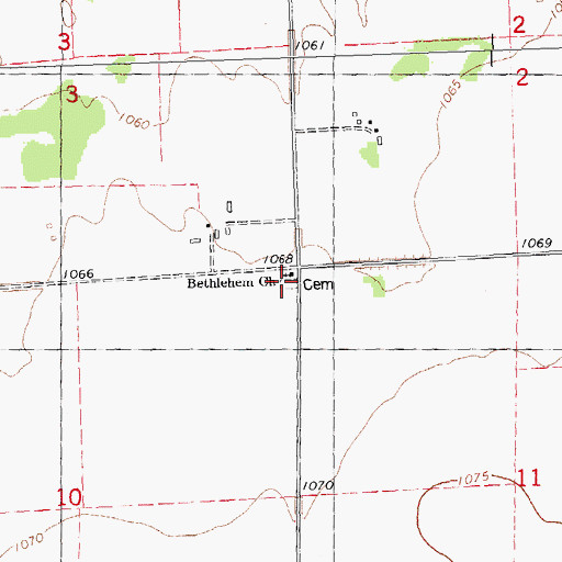 Topographic Map of Bethlehem Cemetery, MN