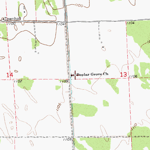 Topographic Map of Poplar Grove Cemetery, MN
