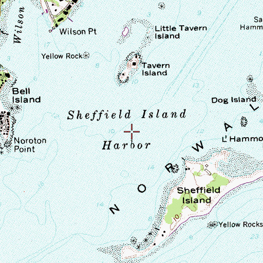 Topographic Map of Sheffield Island Harbor, CT