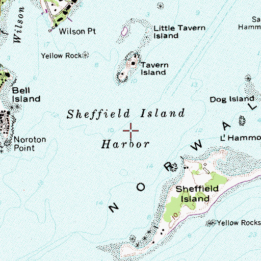 Topographic Map of Sheffield Island Harbor, CT