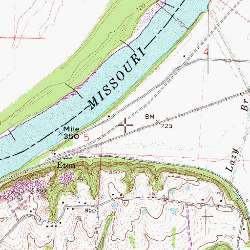 Topographic Map of Blue Mills Island (historical), MO