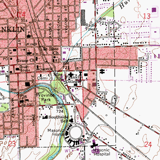 Topographic Map of Cline Hall, IN